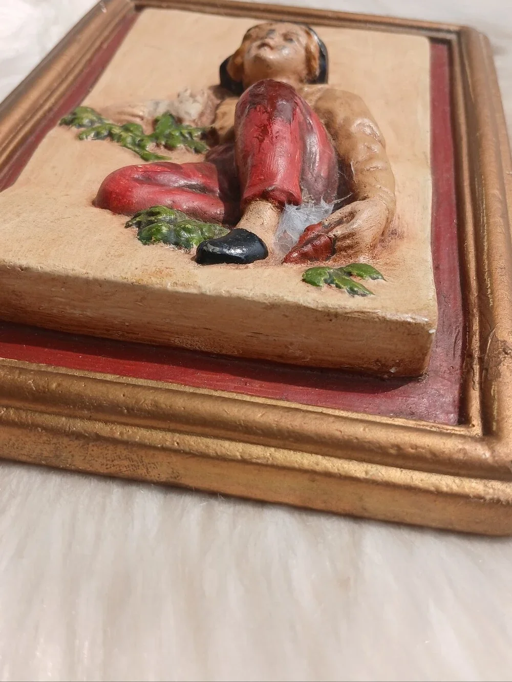 Vintage Chalkware Wall Hanging Plaque 3D Rabbit Man mcm mid-century modern decor